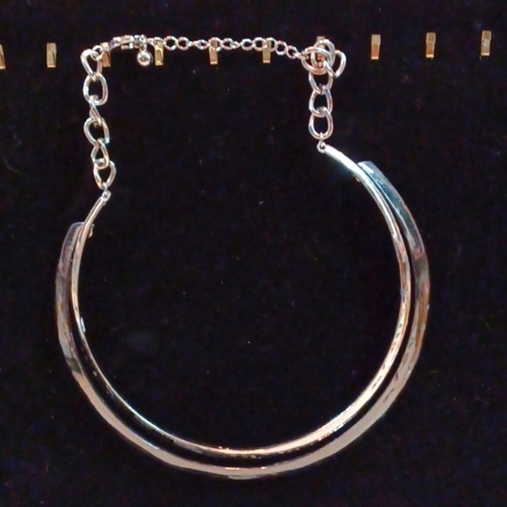 Double Silver Plated Woman's Choker Necklace Adjustable
